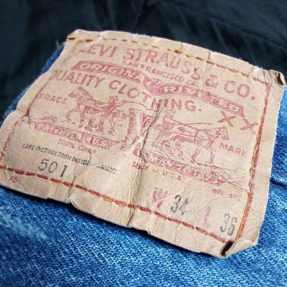 Vintage 80s Levi's 501 Preshrunk Denim Blue Jeans 34x36 - Picture 2 of 10